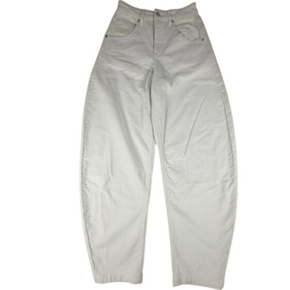 Forever 21 Pants Women XS White Corduroy Barrel Leg High Waisted Tapered Balloon
